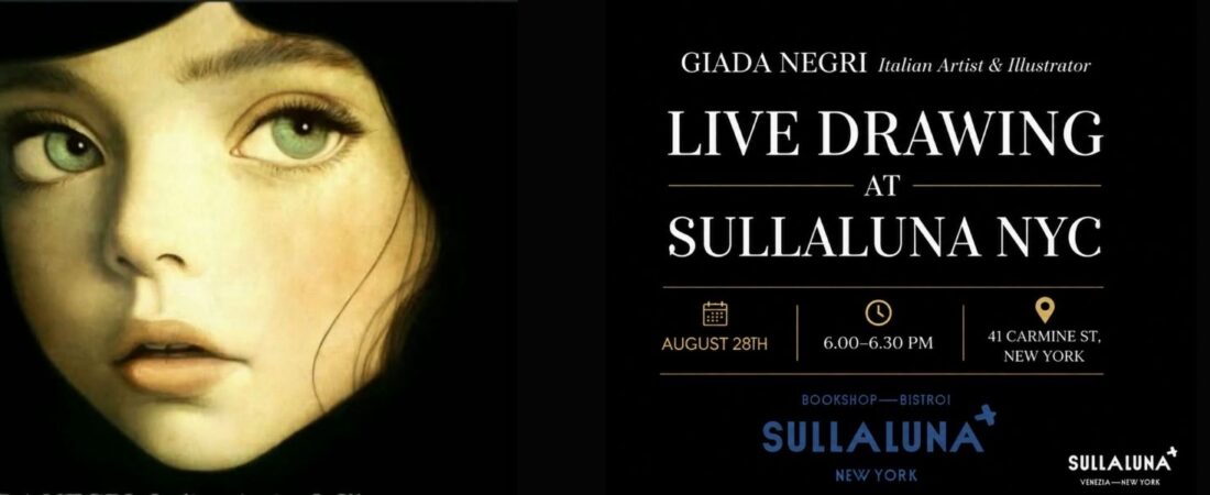 Giada Negri in New York: Live Drawing at SULLALUNA NYC
